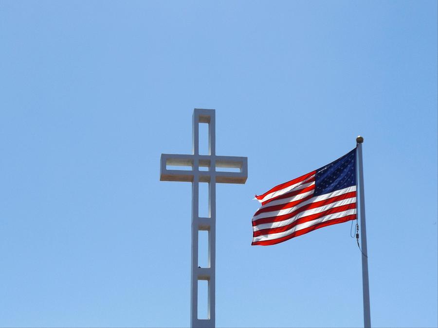 Mt. Soledad Flag and Cross Photograph by Julie Pappas