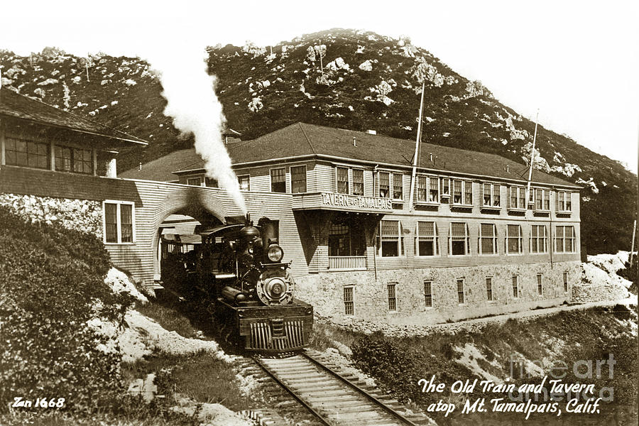 Train Photograph - Mt. Tamalpais and Muir Woods Shay # 5 leaving the Tavern atop Mt. Tam by Monterey County Historical Society