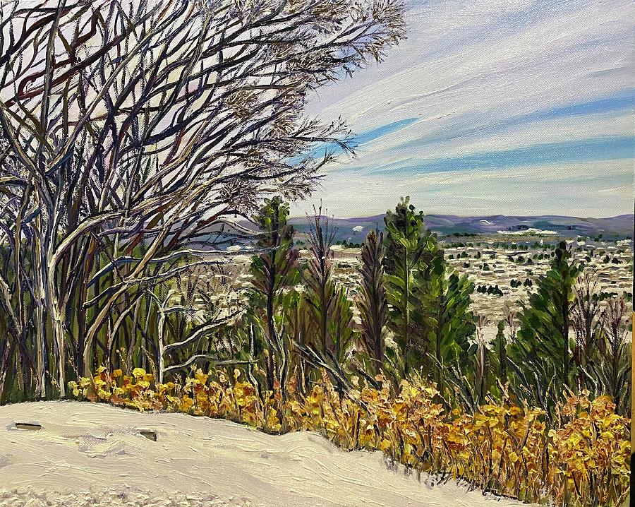 Mt. Tom Overlooking Snowy Easthampton Painting by Richard Nowak