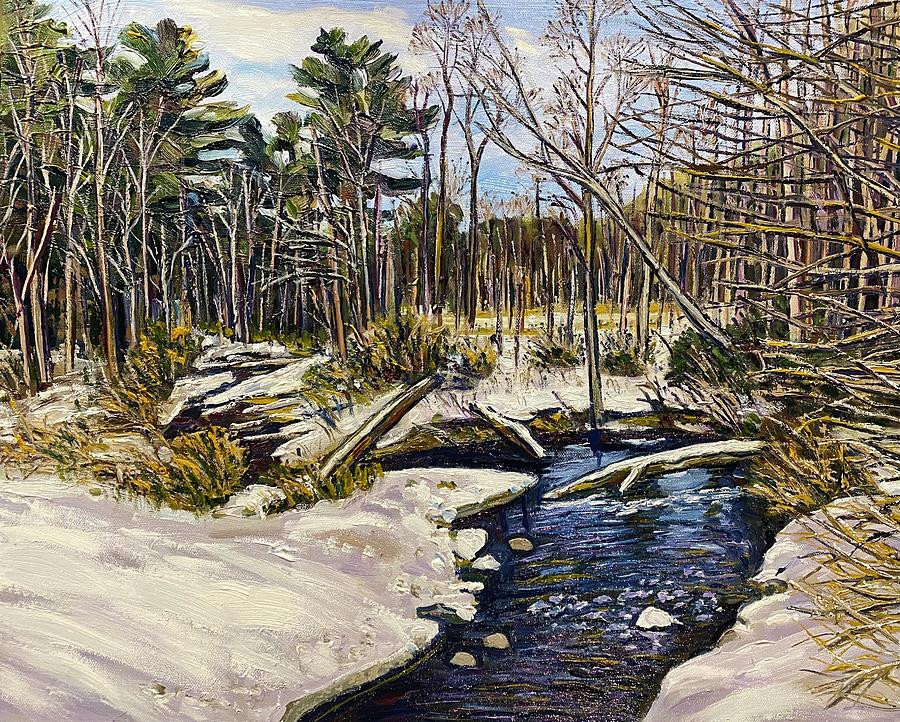 Mt. Tom Winter Snowy Brook Painting by Richard Nowak