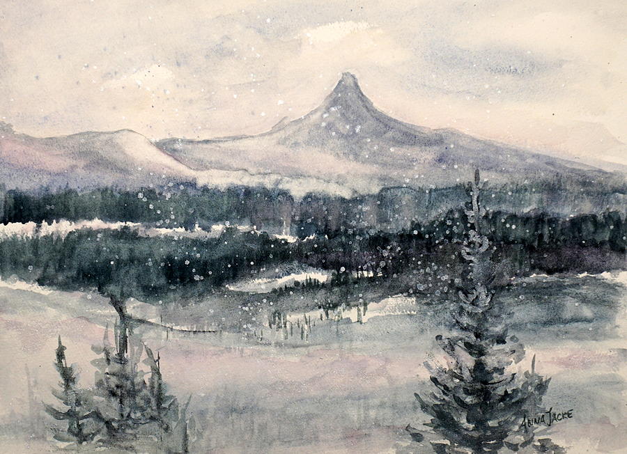 Mt. Washington Snow Squalls Painting by Anna Jacke