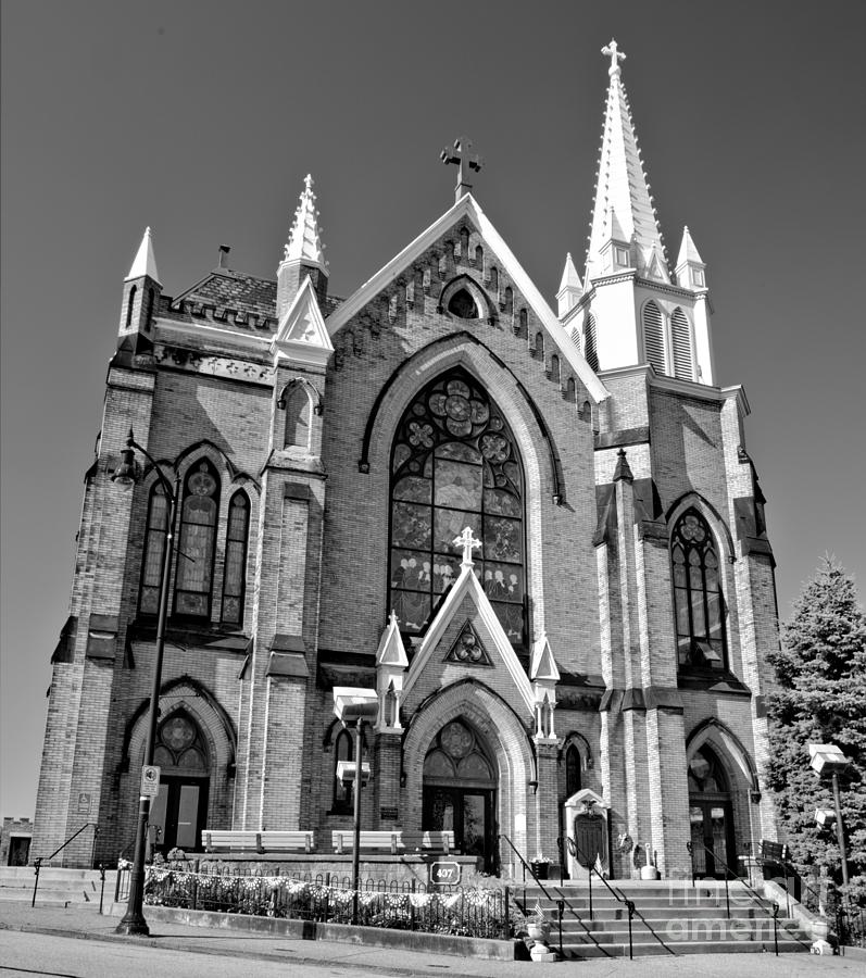Mt Washington St. Mary Of The Mount Church Black And White Photograph by Adam Jewell