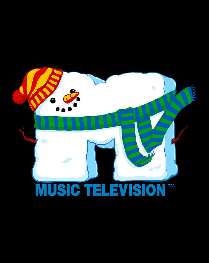 Mtv Snowman Winter Holiday Music Television Logo Drawing by Lucy Wilk