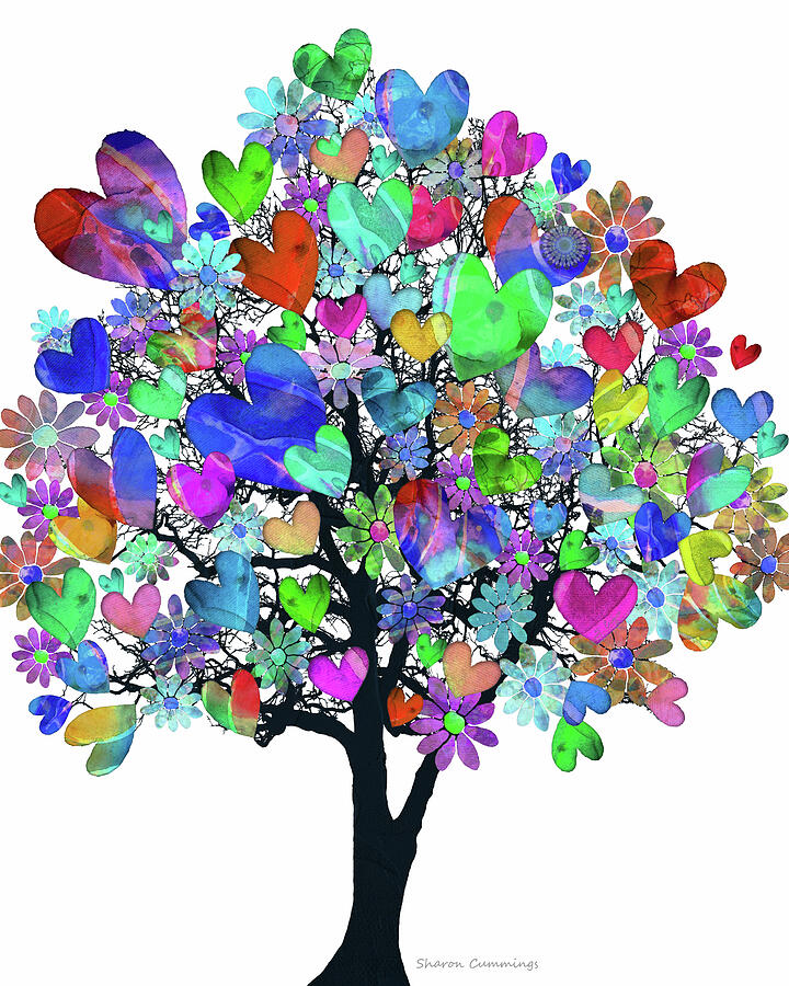 Much Love Grows On Trees 3 Heart Art Painting by Sharon Cummings Much Love Grows On Trees 3 Heart Art Painting by Sharon Cummings