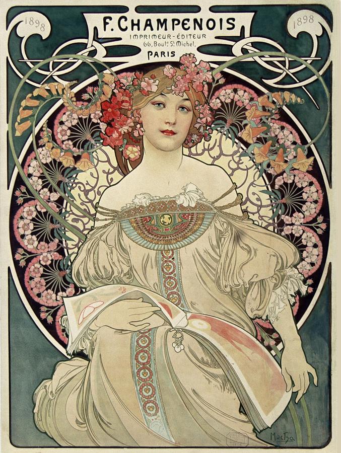 MUCHA. Alphonse Mucha. F. Champenois Poster. Painting by Tom Hill - Pixels