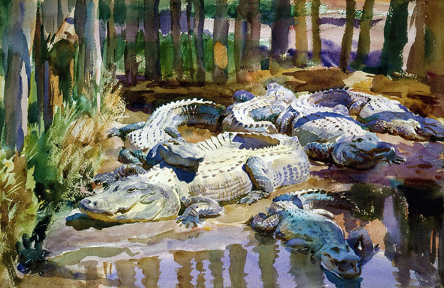 Jaws Painting - Muddy Alligators by John Singer Sargent