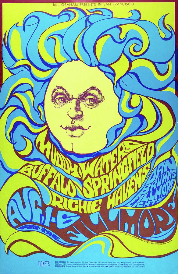 Muddy Waters/Buffalo Springfield Fillmore Concert Poster Digital Art by ...