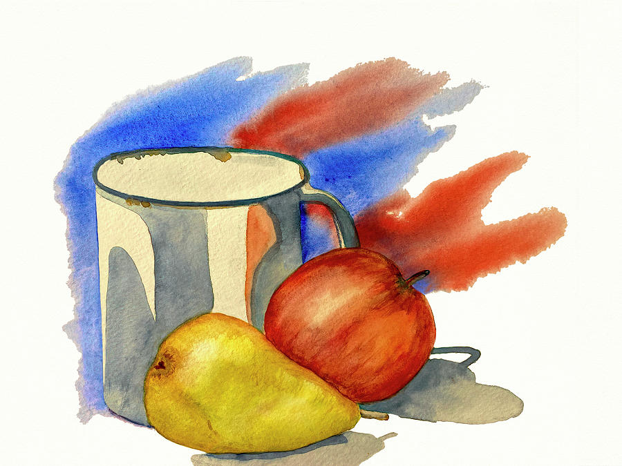 Mug and Fruit Still Life Painting by Deborah League