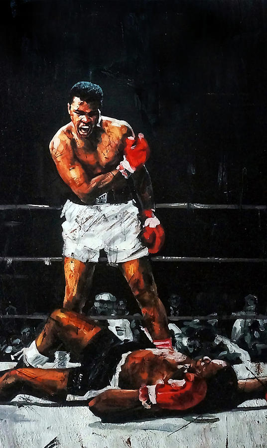 Muhammad Ali Knocks Out Sonny Liston Poster 70s Painting by Hunt Thomas ...