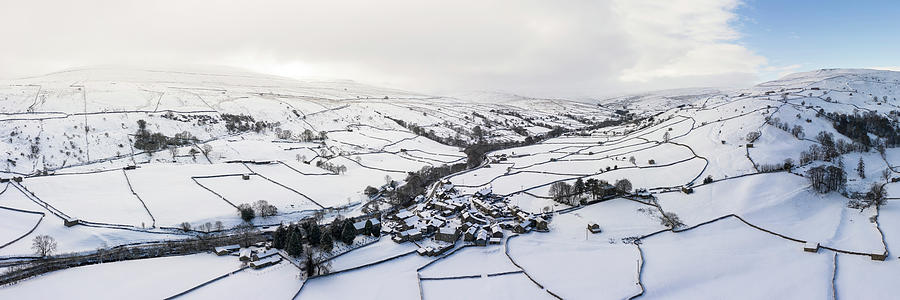 Muker Aerial in winter Swaledale Yorkshire dales Photograph by Sonny Ryse