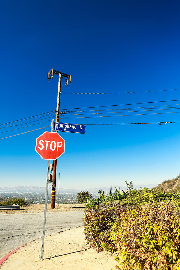 Mulholland Drive Street Sign in Los Angeles California Photograph by Jena Ardell