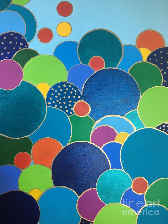 Multi-color Bubbles Painting by Debora Sanders