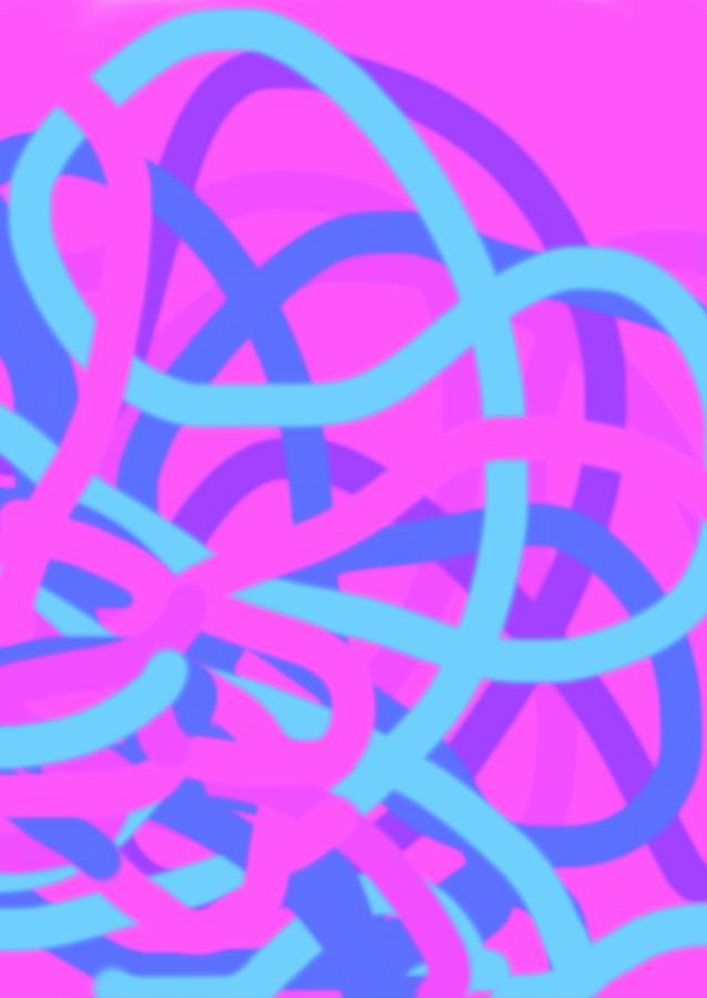 Multi-color Curves On Pink Digital Art by Margaret Saheed