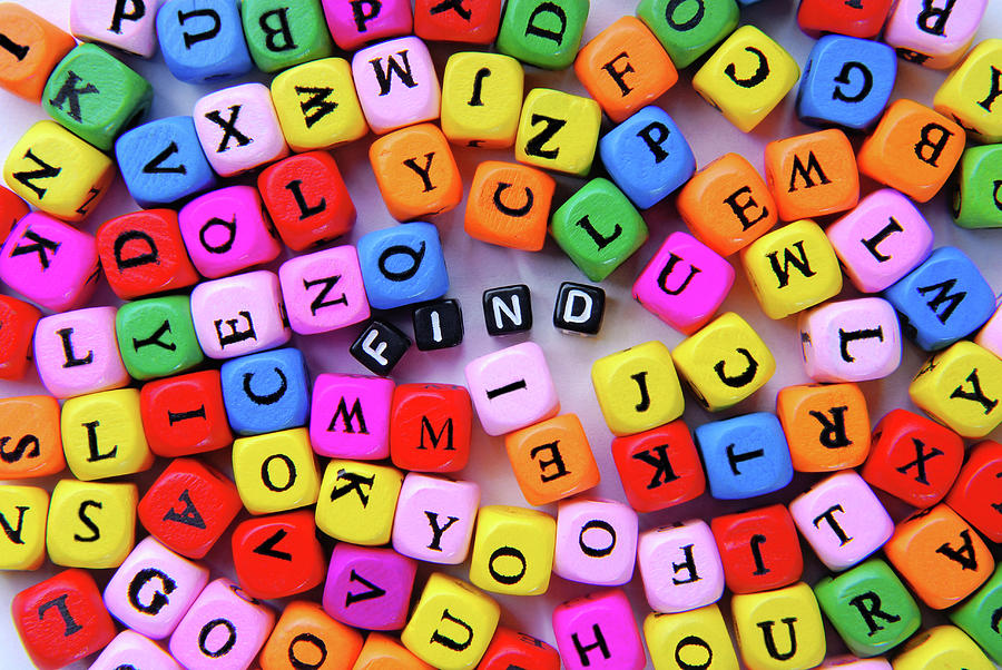 Multi Color Mixed  Letters And Black Word Find Photograph by Severija Kirilovaite