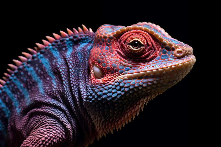 Multi-coloured Chameleon Detail. Photograph by Gualtiero Boffi