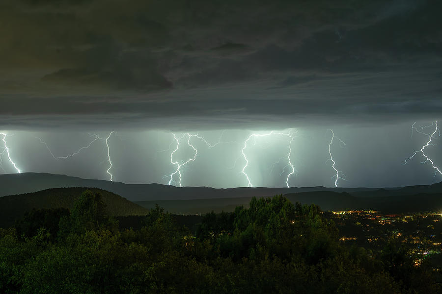 Multi-Lightning Over Mingus Mountain Photograph by Heber Lopez