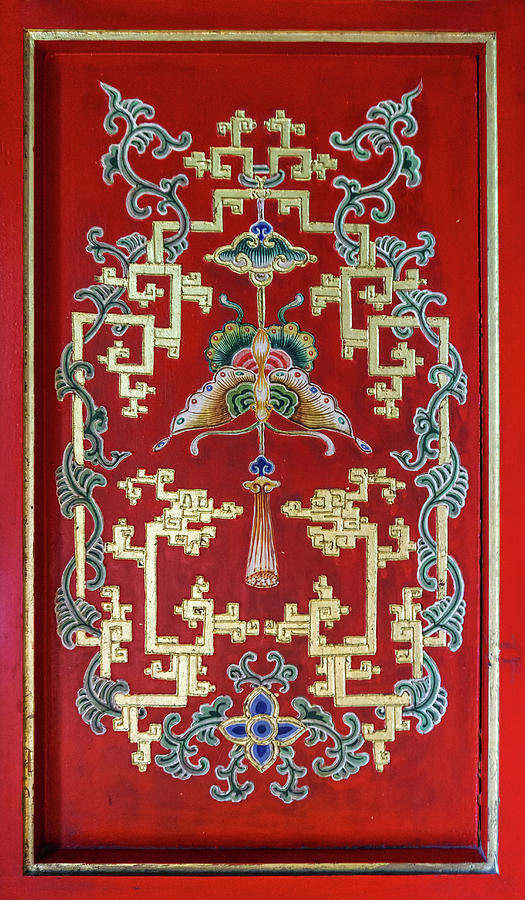 Multicolor Asian Ornament On Wall Painting by Mikhail Kokhanchikov