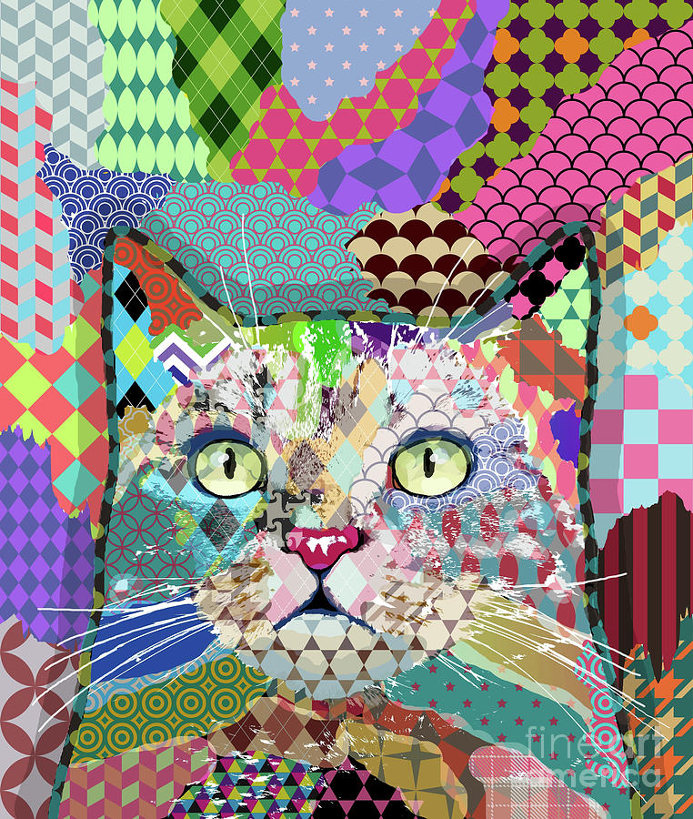 Multicolor Cat 671 Digital Art by Lucie Dumas