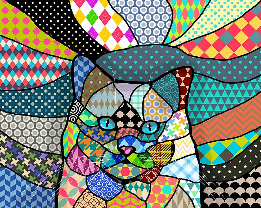Multicolor Cat Pattern 691 Digital Art by Lucie Dumas
