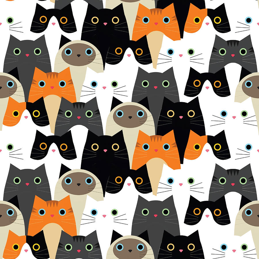 Multicolor Cat Pattern Poster nature Painting by Elliott Thompson ...