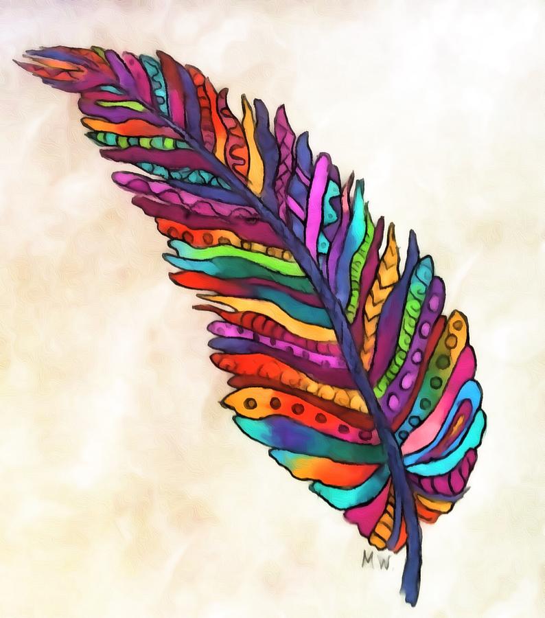 Multicolor feather Digital Art by Megan Walsh