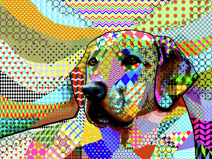 Multicolor Golden Retriever Dog 165 Patterns - by artist Lucie Dumas Digital Art by Lucie Dumas