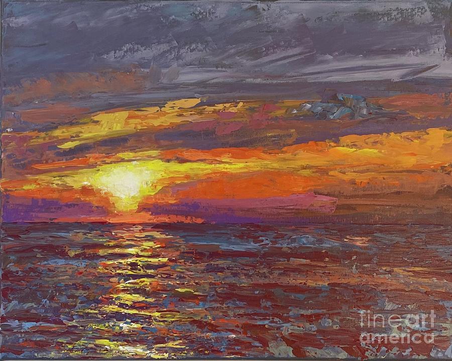 Multicolor sunset Painting by Rosemary Yue | Fine Art America