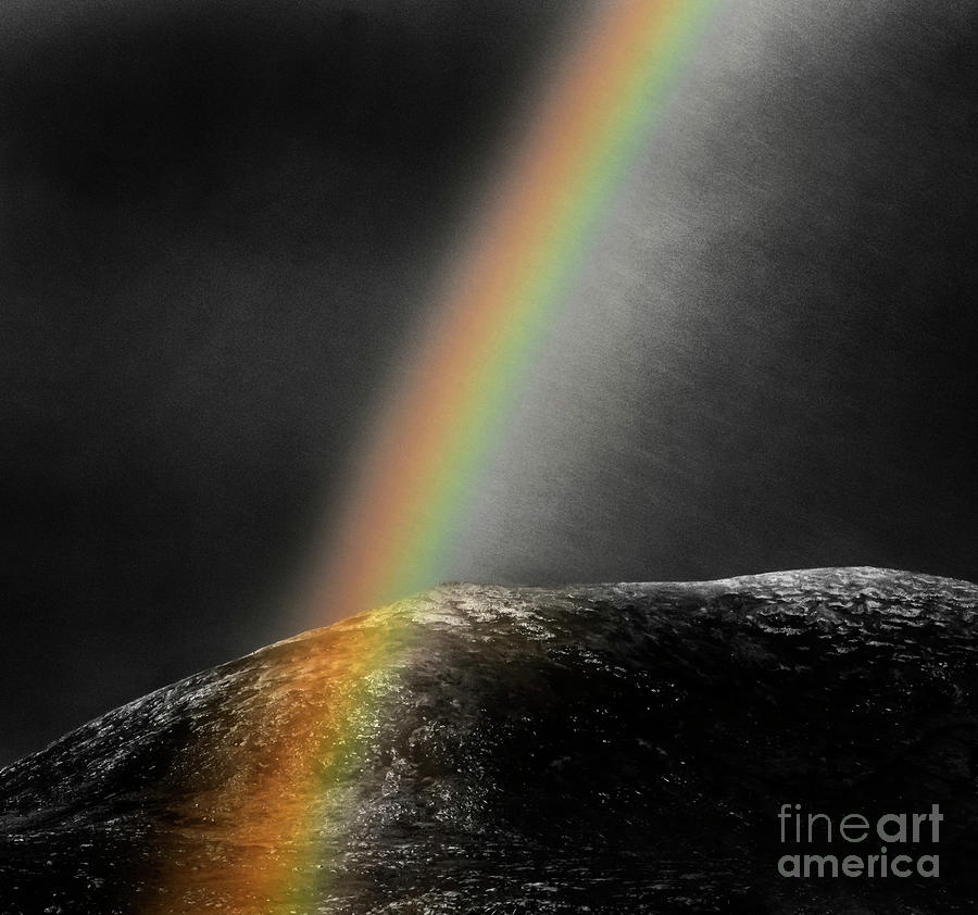 Burst Of Hope Through The Darkness, Fantastic Rainbow Across The Hill, Hidden Sense Photograph by Tatiana Bogracheva