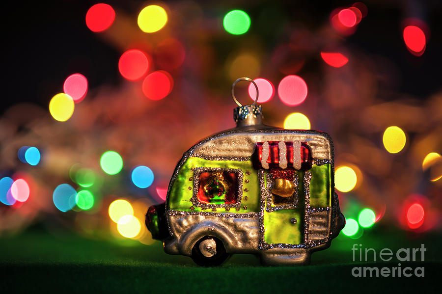 Multicolored Christmas Lights With RV Ornament  Photograph by Jim Corwin