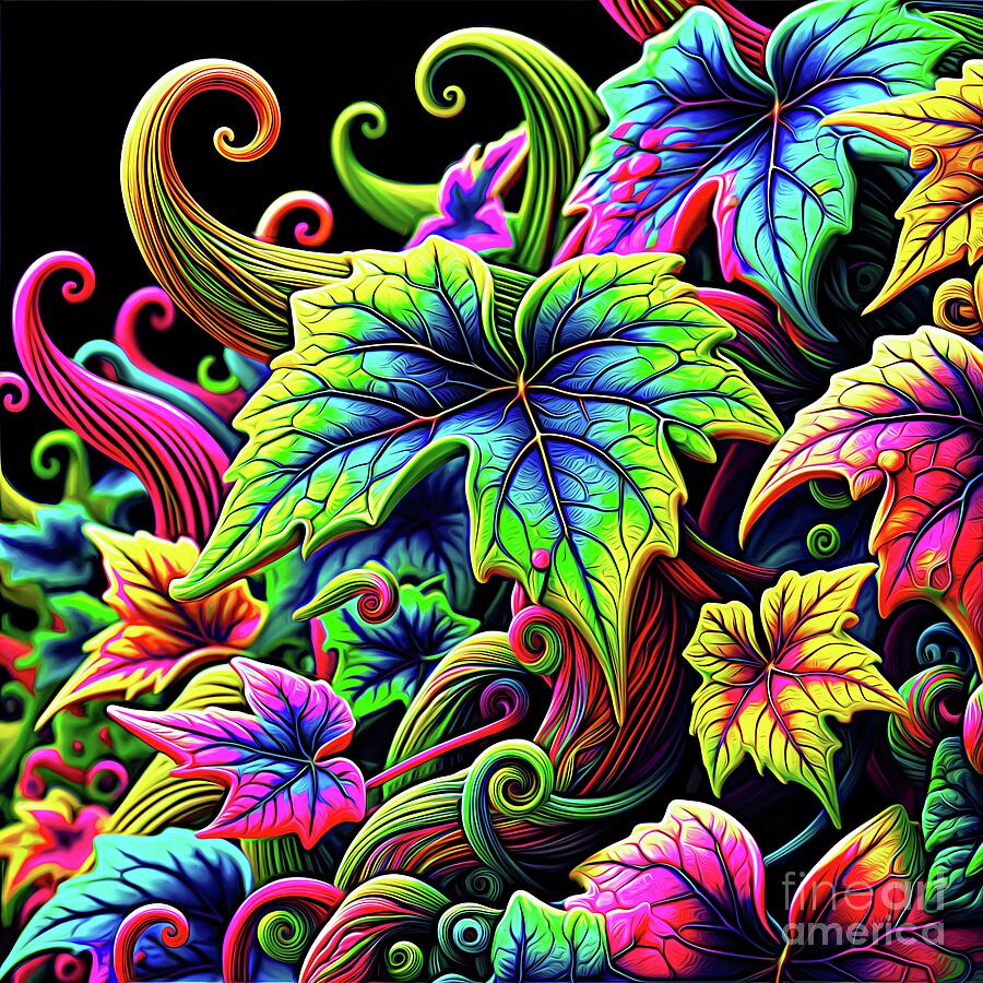 Multicolored Ivy Expressionist Effect Digital Art by Rose Santuci-Sofranko