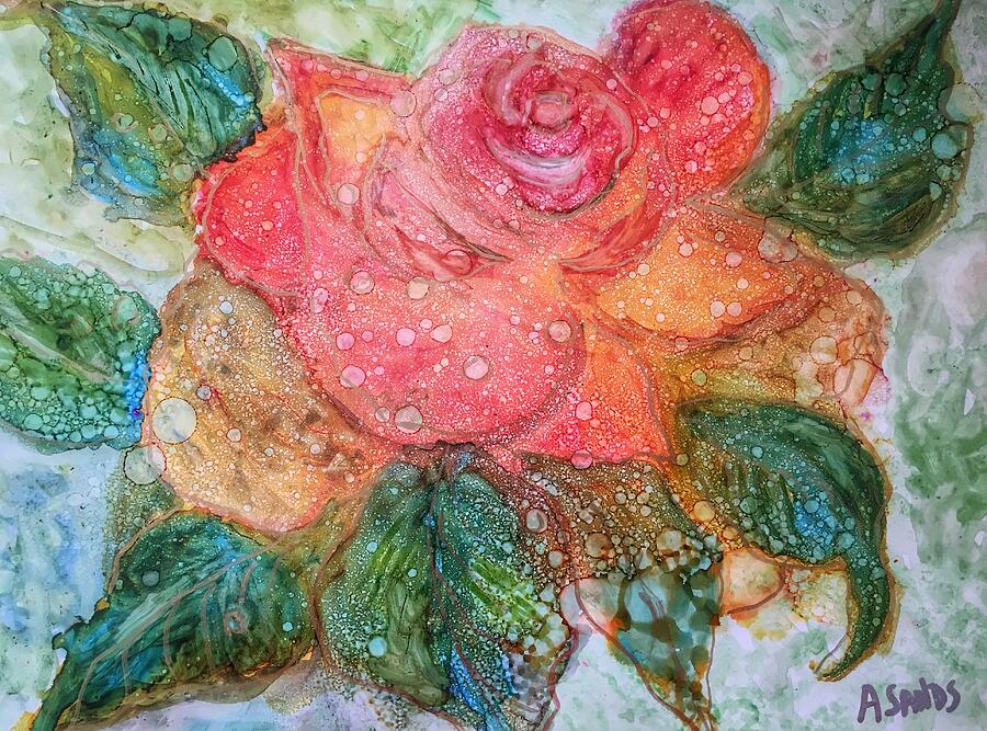 Multicolored Rose Mixed Media by Anne Sands