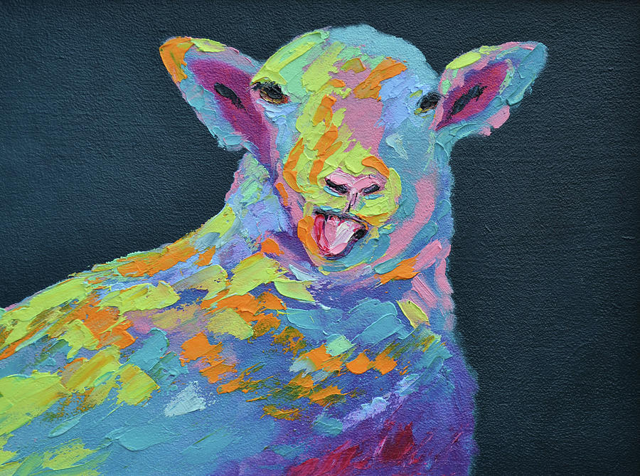 Multicolored sheep Funny Animal Painting by Liubov Gudkova - Fine Art  America