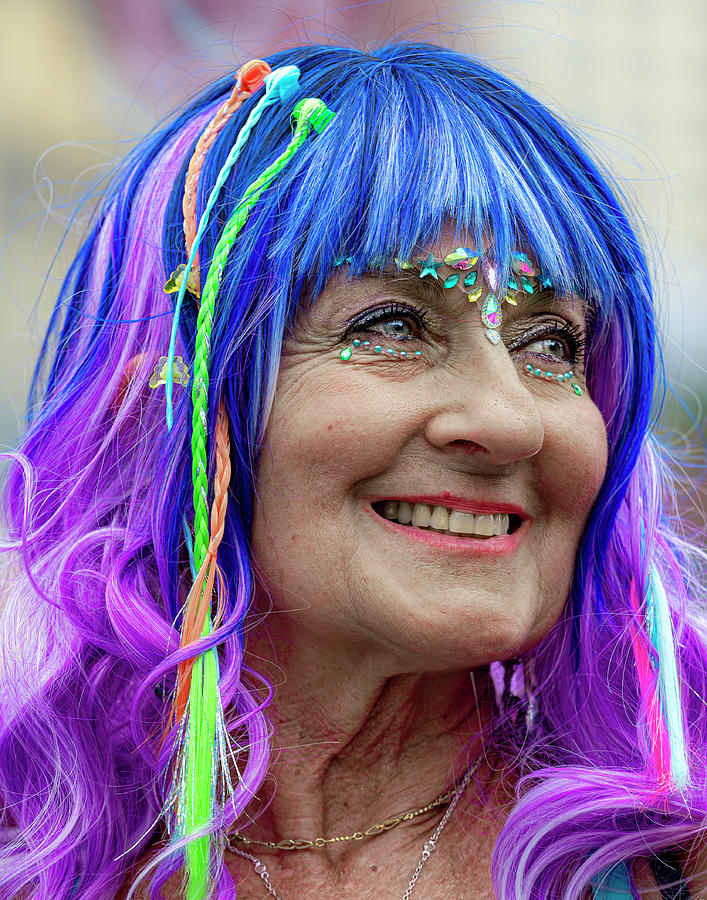 Multicolored Wig Mermaid Parade NYC 6_17_23  Photograph by Robert Ullmann