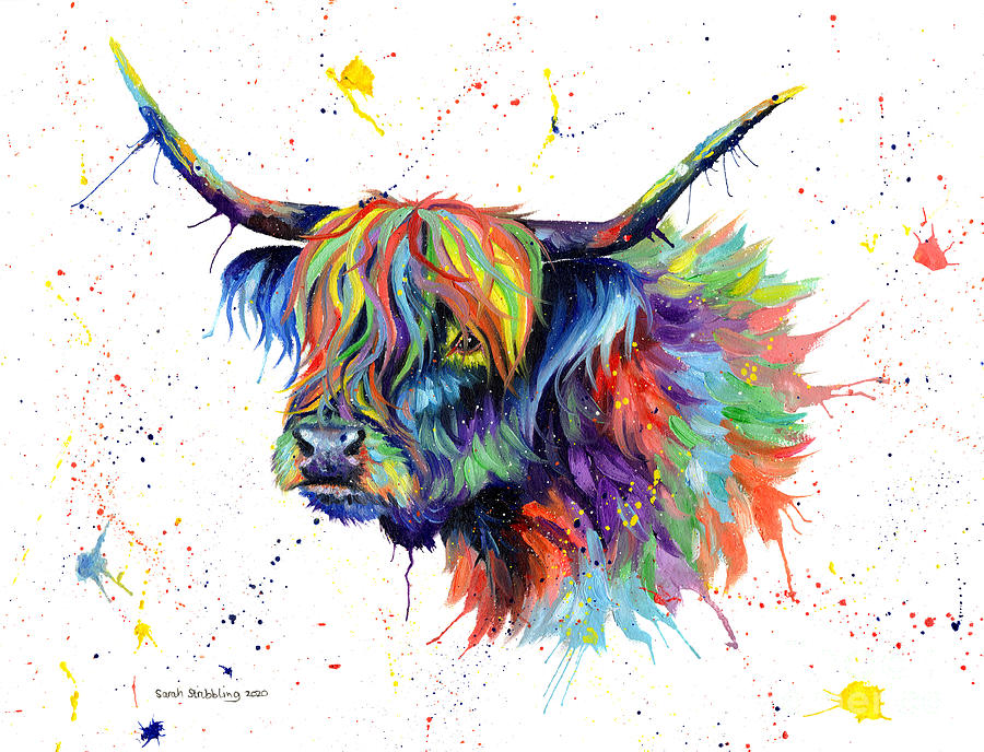 rainbow cow art