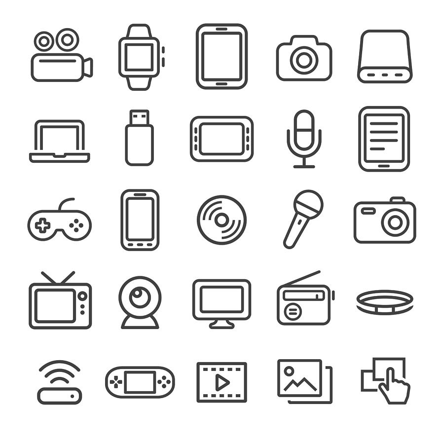 Multimedia Icons - Smart Line Series Drawing by -victor-