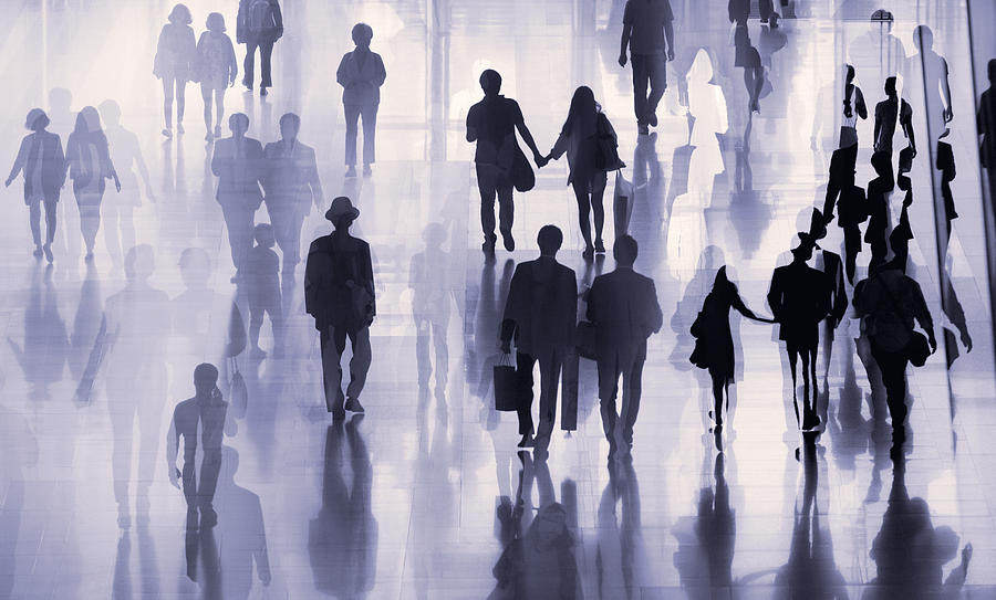Multiple exposure image of people walking in a city Photograph by EschCollection