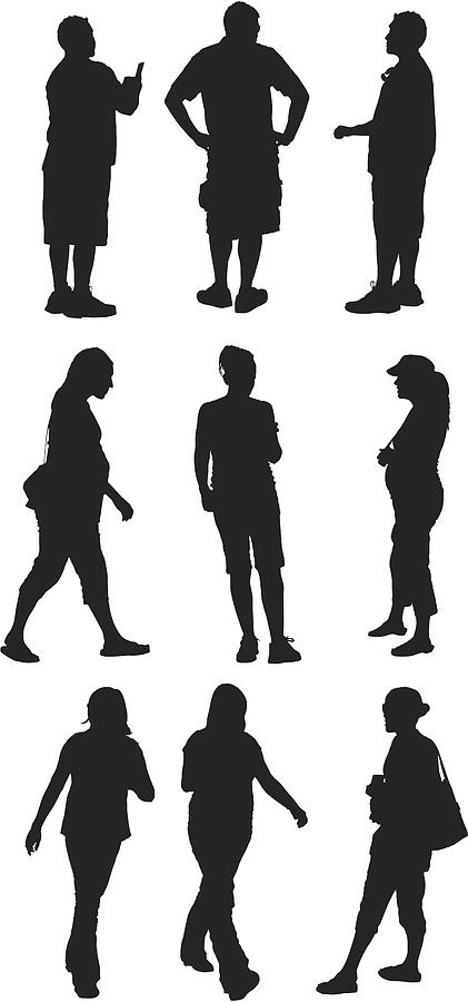 Multiple silhouettes of people Drawing by 4x6