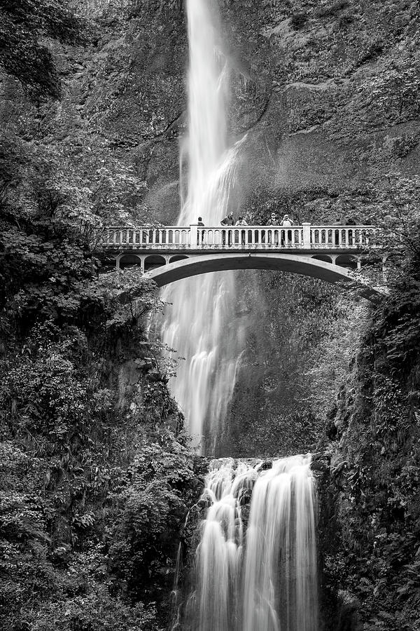 Multnomah Falls Black and White 2 Photograph by Adam Romanowicz