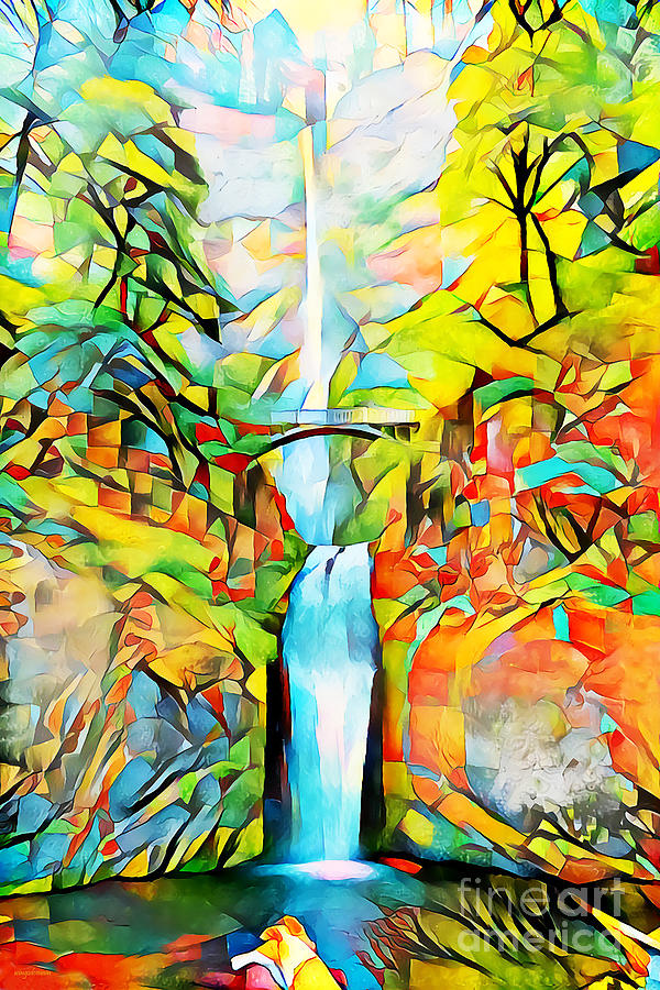 Multnomah Falls in Vibrant Abstract Colors 20200718 Photograph by Wingsdomain Art and Photography