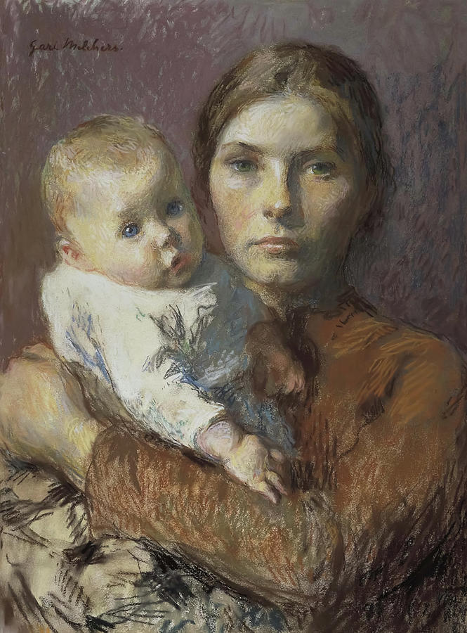 Architecture Painting - Mother and Child by Gari Melchers by Mango Art