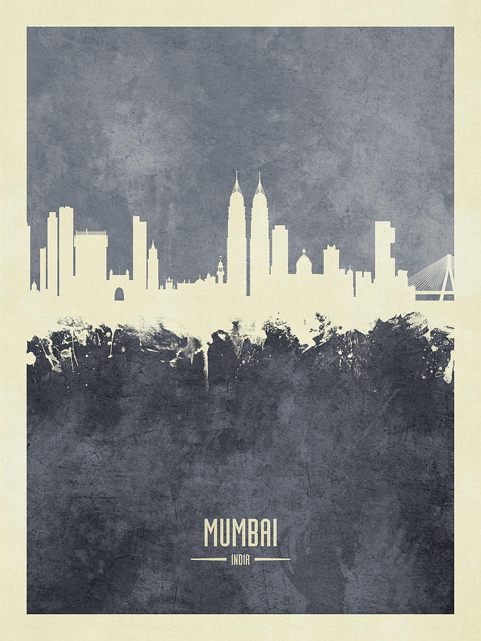 Mumbai Skyline India Bombay #04 Digital Art by Michael Tompsett