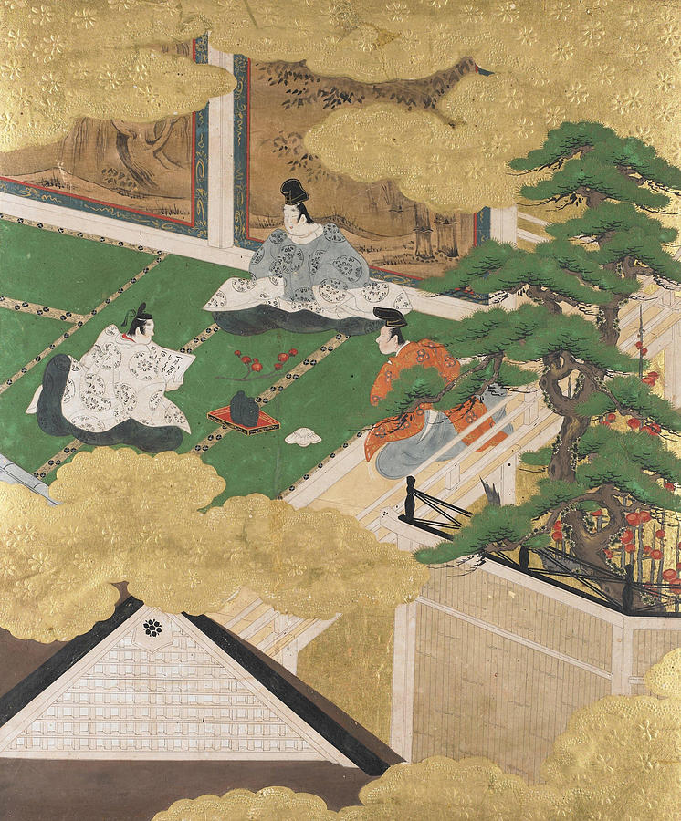 Unknown Artist Painting - Mume ga e  A Branch of Plum   Tale of Genji Chapter     by Unknown Artist