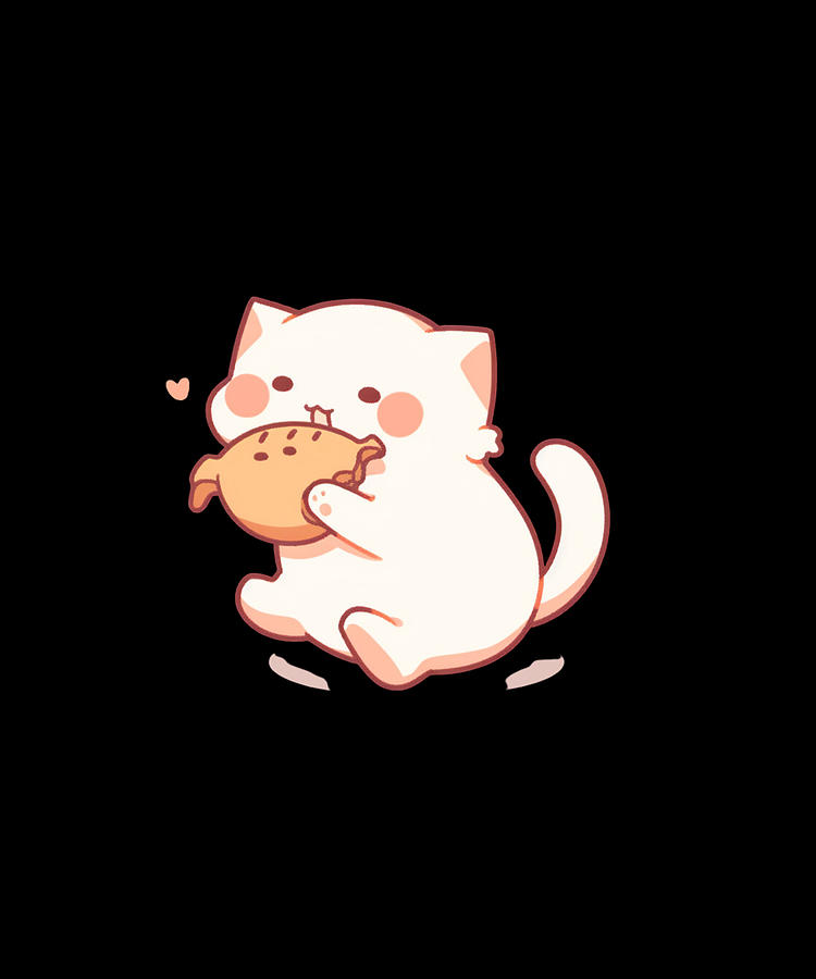 Munching Meowster Cat Snack Digital Art by Chibi Charms Shop - Pixels