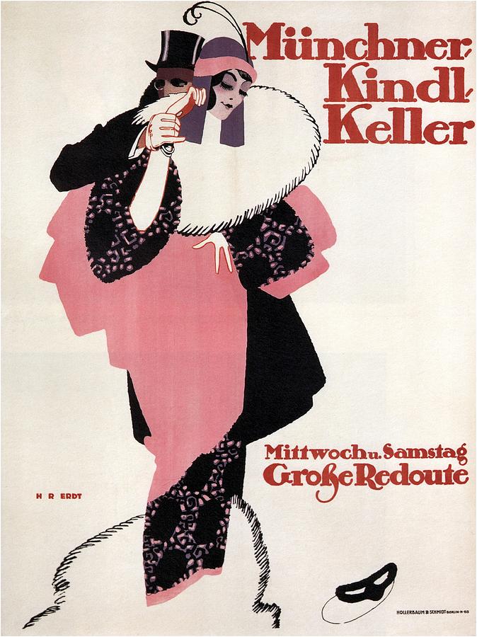 Munchner Kindl Keller - Vintage Fashion Store Advertising Poster Digital Art by Studio Grafiikka