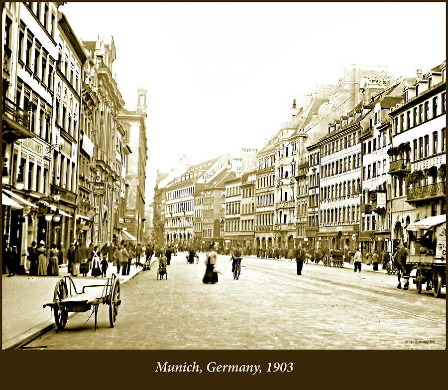 Munich, Germany, Street Scene, 1903, Vintage Photograph Photograph by A Macarthur Gurmankin