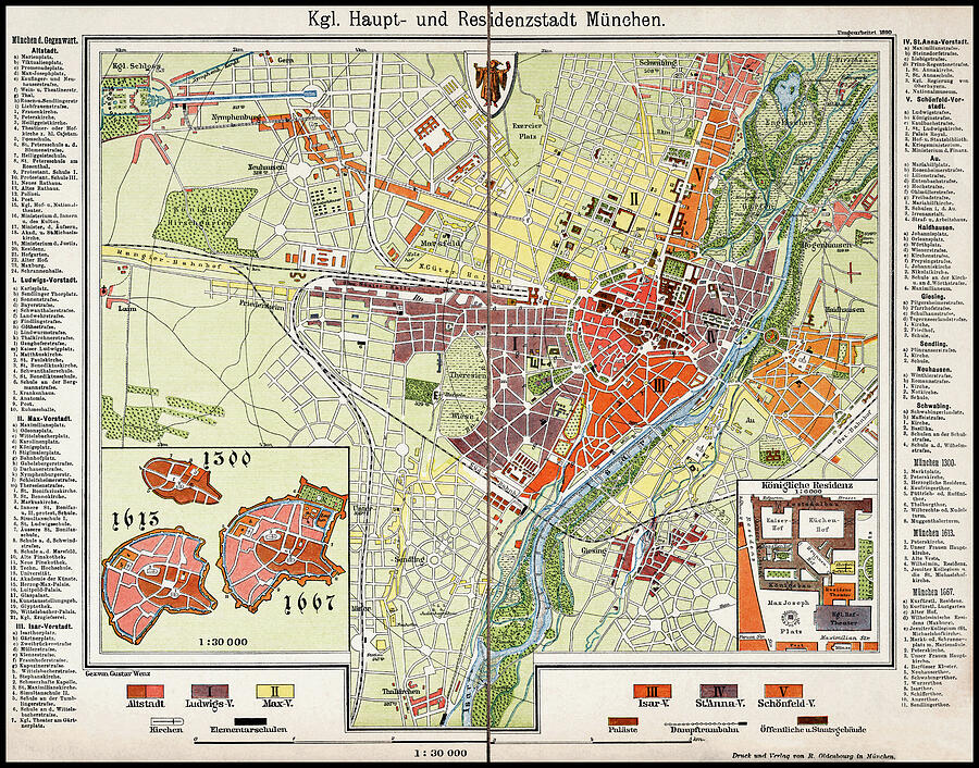 Munich Movie Photograph - Munich Germany Vintage Historical Map 1890 by Carol Japp