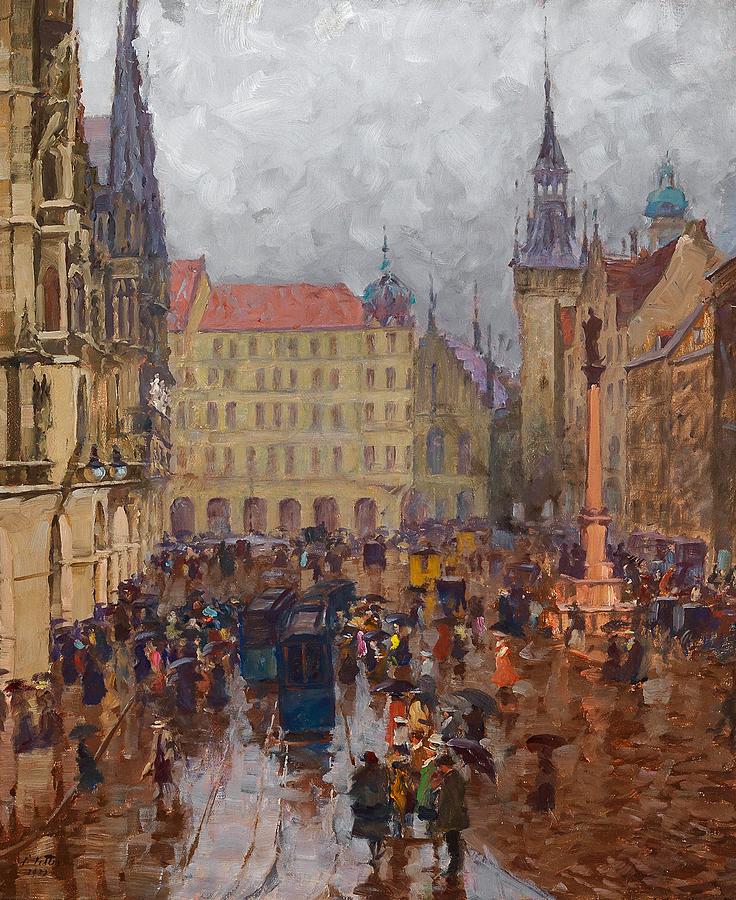Munich Marienplatz And Old Town Hall Painting by Mountain Dreams