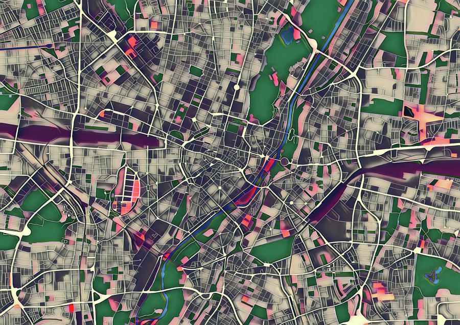 Munich Pop Art City Map Digital Art by Christian Pauschert