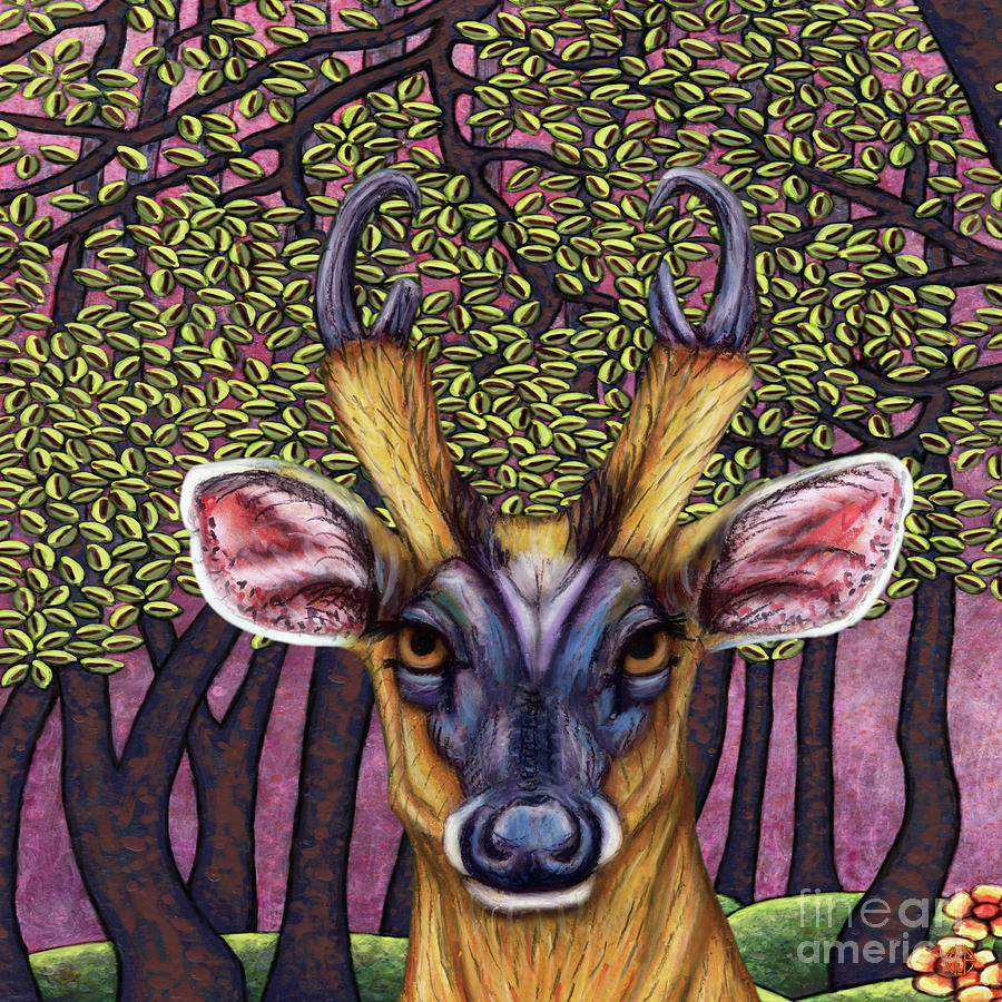 Muntjac Forest Painting by Amy E Fraser