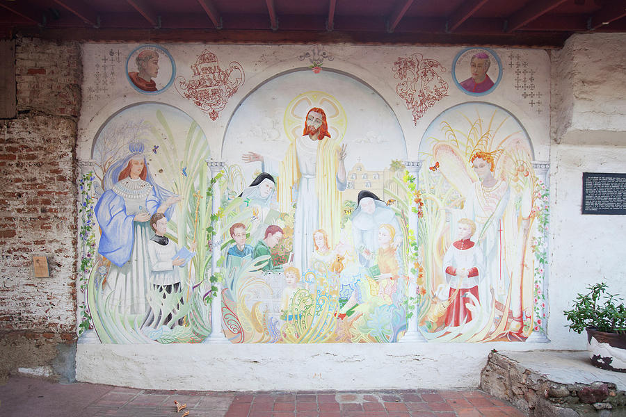 Mural at San Gabriel Mission in California Photograph by Ram Vasudev